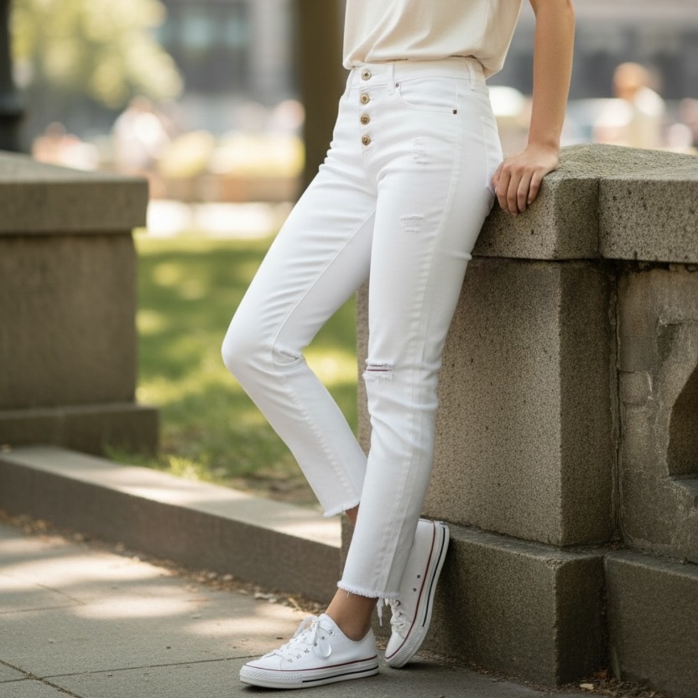 Rewash Women's High Rise White Jeans